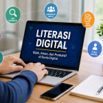 Ilustrasi literasi digital untuk menggunakan teknologi secara bijak, aman, dan produktif