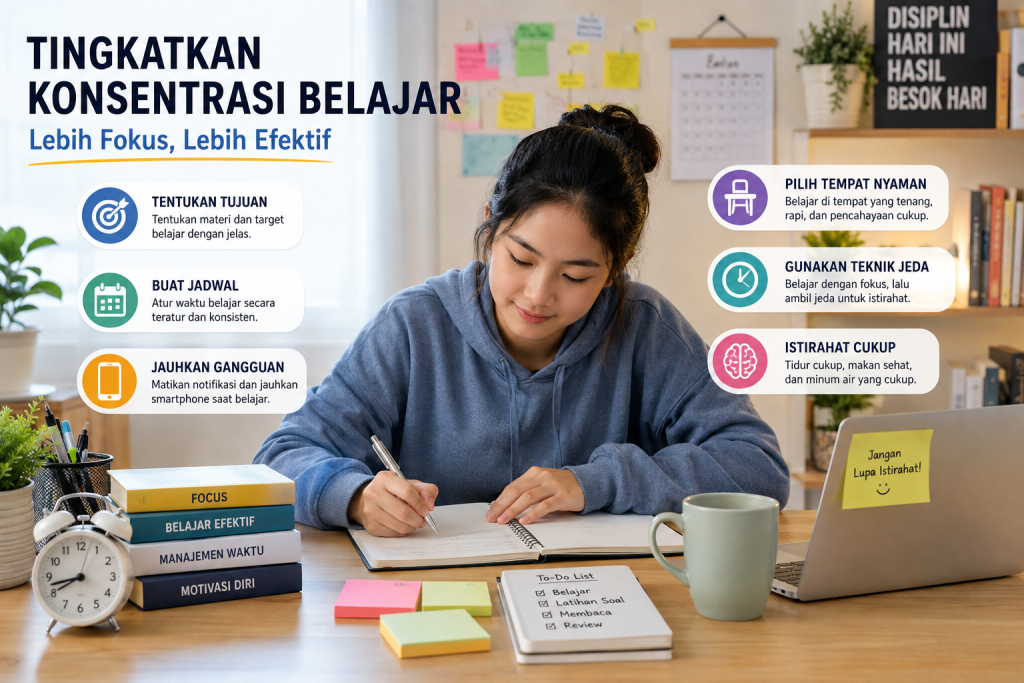 Ilustrasi cara meningkatkan konsentrasi belajar agar lebih fokus